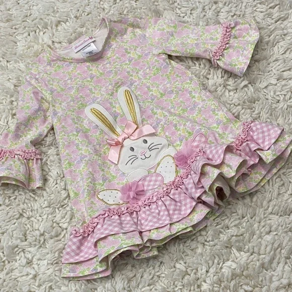 Bonnie Jean girls Sz 3T floral dress featuring a cute bunny ¥ - Picture 16 of 16